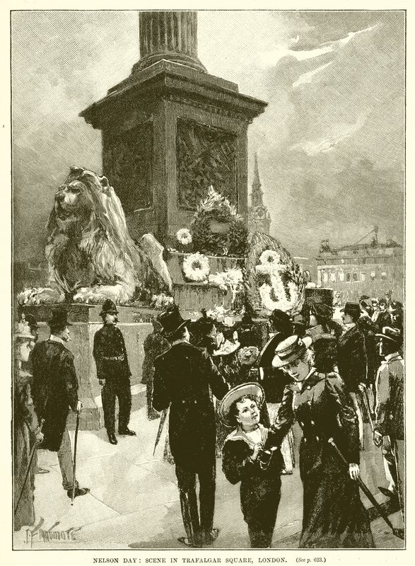 Giorno di Nelson: scena a Trafalgar Square, Londra da English School