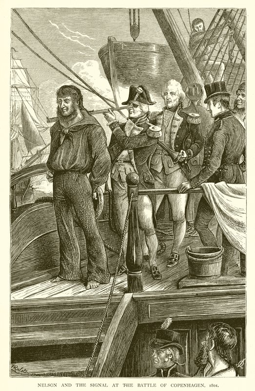 Nelson e il segnale alla battaglia di Copenaghen, 1801 da English School