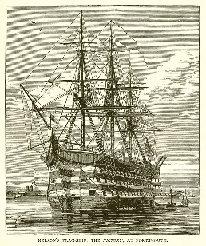 La nave ammiraglia di Nelson, la Victory, a Portsmouth da English School