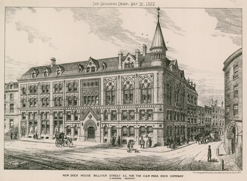 Nuova Dock House Billiter Street, Londra EC, per la East and West India Dock Company da English School
