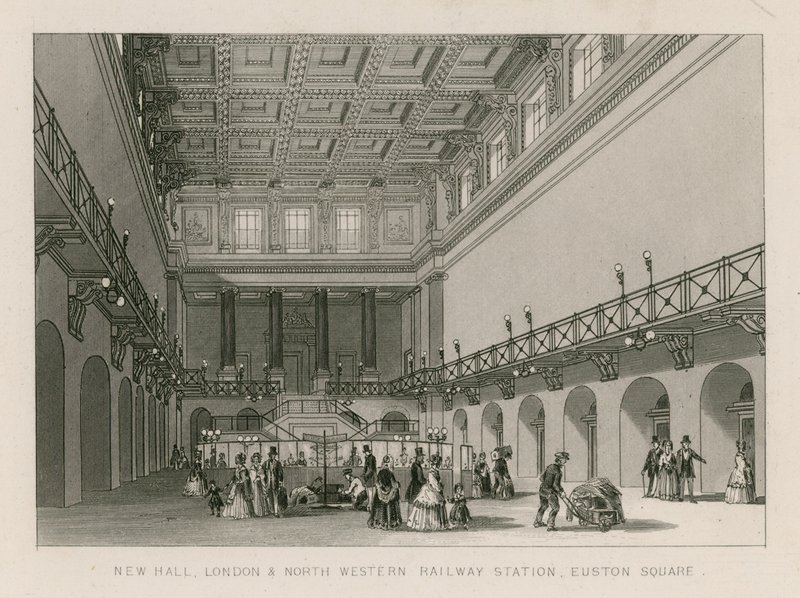 Nuova Sala, stazione della London and North Western Railway, Euston Square, Londra da English School