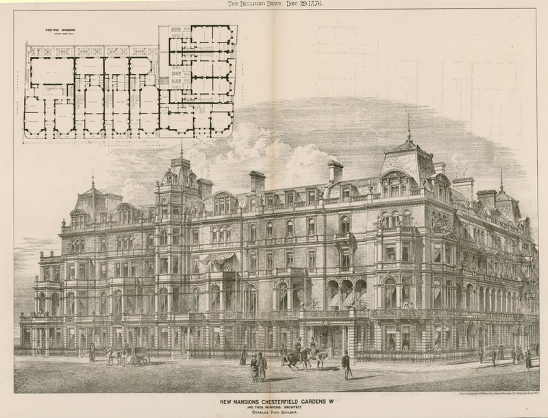 New Mansions, Chesterfield Gardens, Londra W, John Thomas Wimperis, architetto da English School