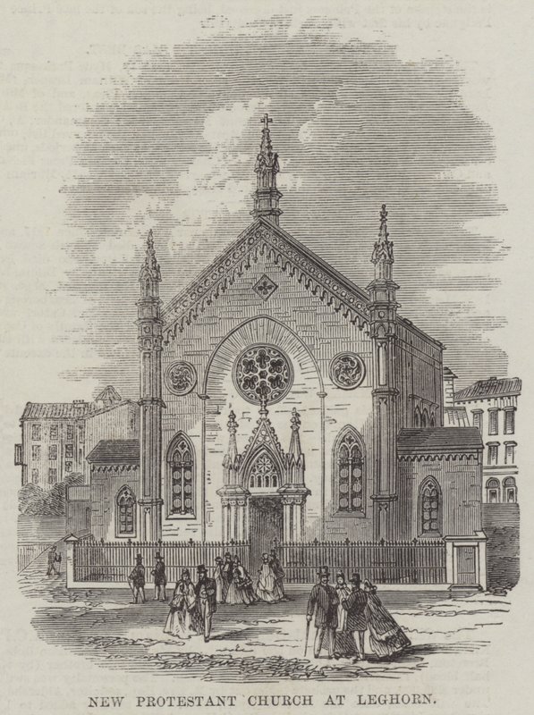 Nuova chiesa protestante a Livorno (incisione) da English School