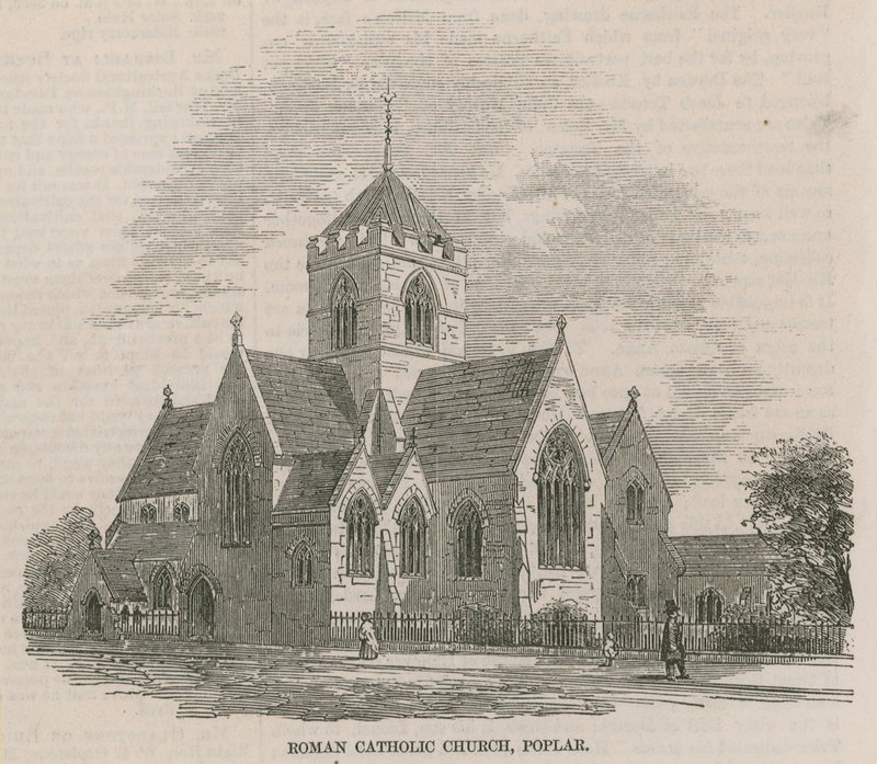 Nuova chiesa cattolica romana vicino ai West India Docks da English School