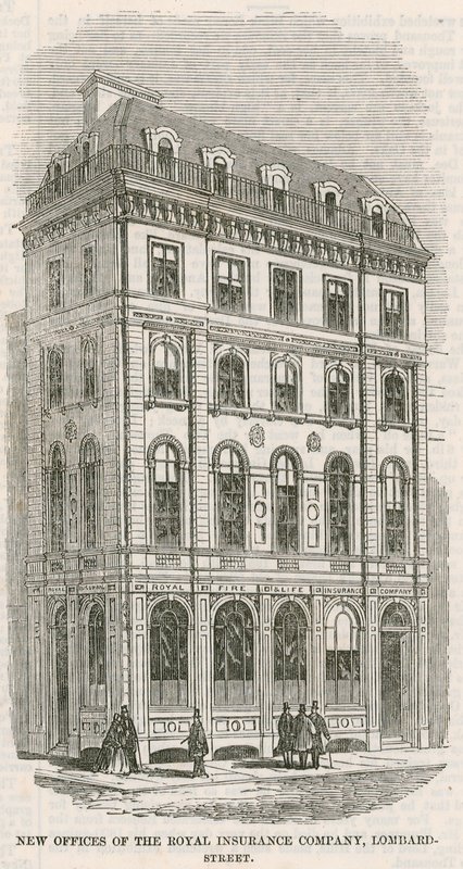 Nuovi uffici della Royal Insurance Company, Lombard Street, Londra da English School