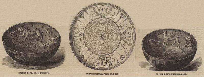 Antichità di Nimroud nel British Museum (incisione) da English School