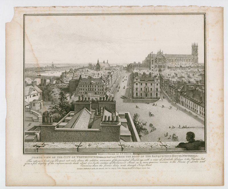 Veduta nord della Città di Westminster dal tetto della Banqueting House, Whitehall da English School