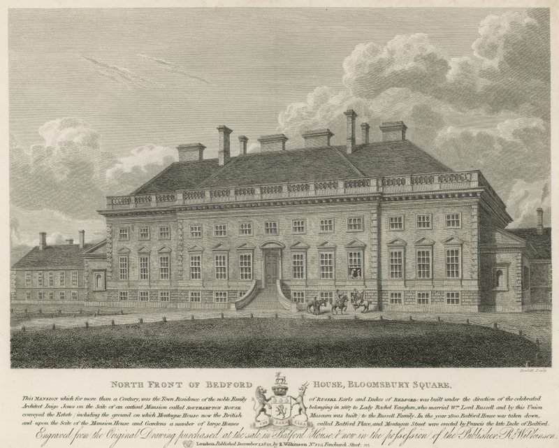Fronte nord di Bedford House, Bloomsbury Square, Londra da English School