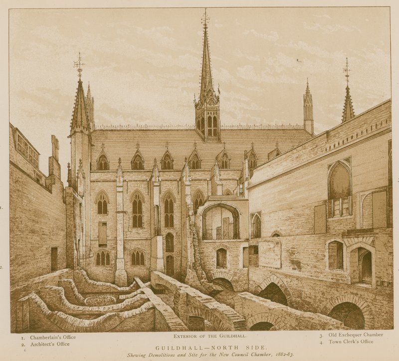 Lato nord della Guildhall, Londra da English School
