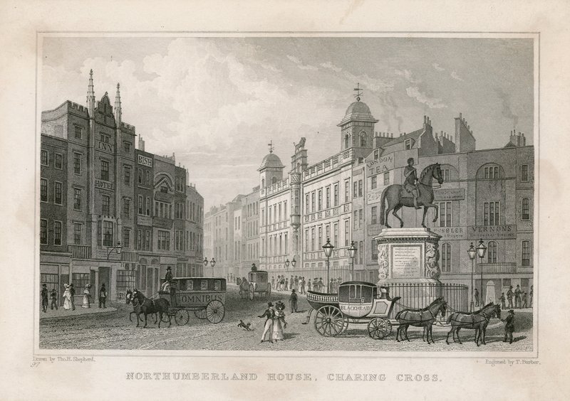 Northumberland House, Charing Cross. Ufficio della Lotteria di Bish, No 9 Charing Cross, accanto al Golden Cross Hotel da English School