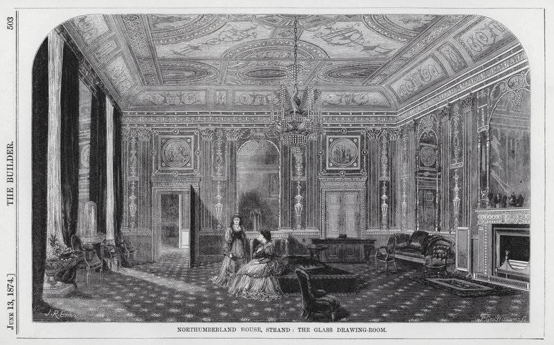 Northumberland House, Strand, la Sala del Disegno in Vetro (incisione) da English School