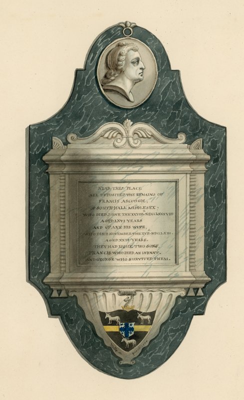 Cimitero di Norwood; tomba di Francis Ascough di Southhall, Middlesex, morto nel 1788 da English School