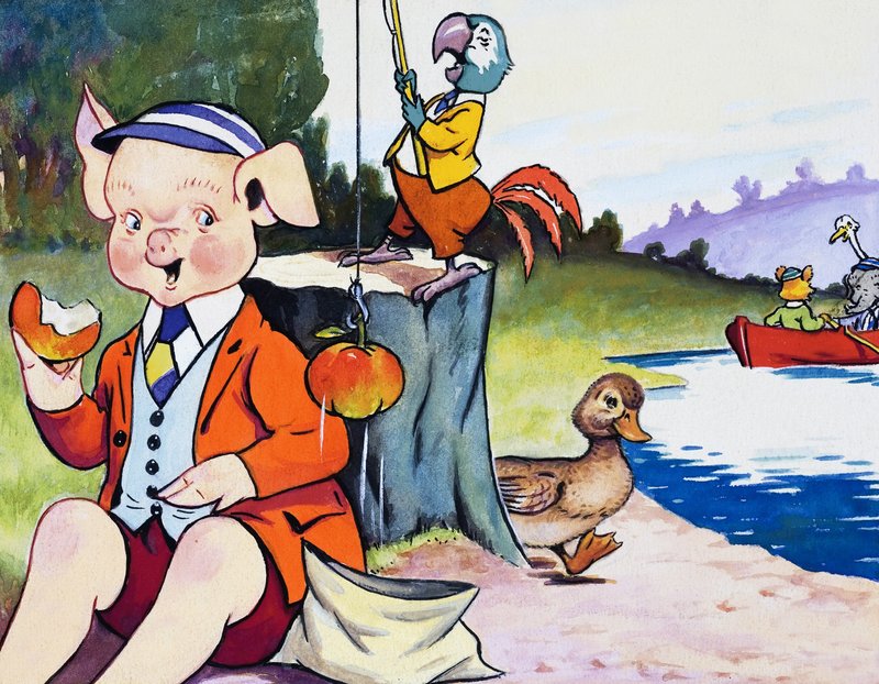Animali della nursery che pescano da English School