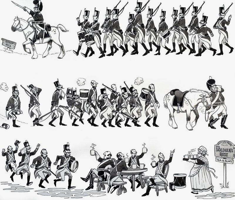 Illustrazione della filastrocca: Il vecchio duca di York da English School