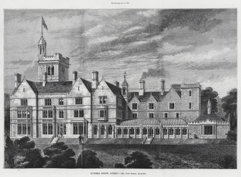 Nutfield Priory, Surrey (incisione) da English School