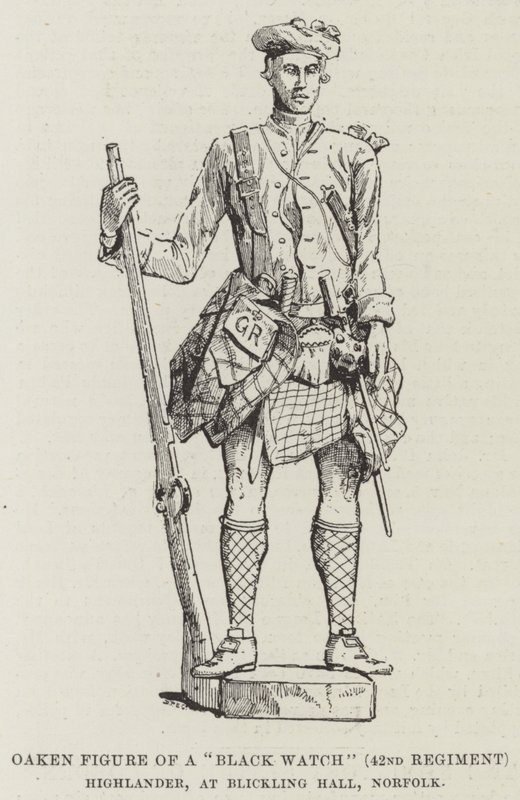 Figura di Quercia di un Highlander del "Black Watch" (42° Reggimento), a Blickling Hall, Norfolk da English School