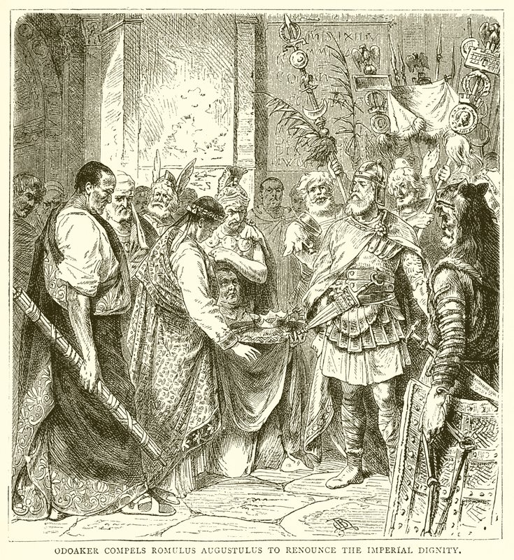 Odoacre costringe Romolo Augustolo a rinunciare alla dignità imperiale da English School