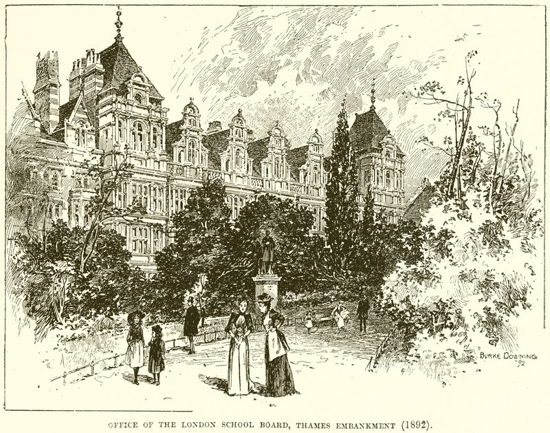Ufficio del London School Board, Thames Embankment (1892) da English School