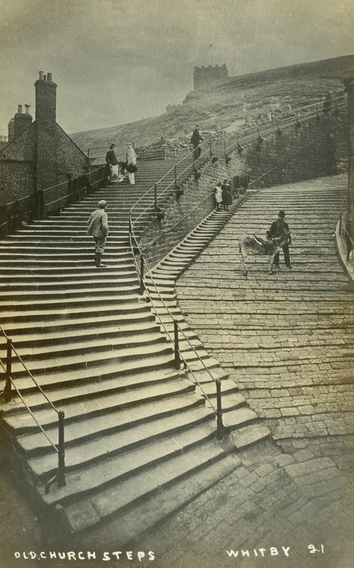 Scalinata della vecchia chiesa, Whitby (foto b/n) da English School