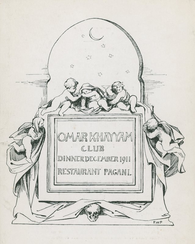 Cena del Club Omar Khayyam, dicembre 1911, al Ristorante Paganis da English School