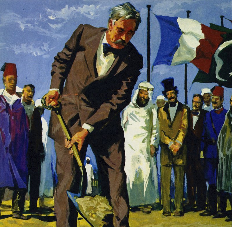 Il 25 aprile 1859, de Lesseps rovesciò la prima pala di terra del Canale di Suez da English School