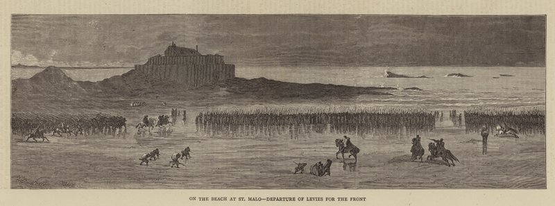 Sulla Spiaggia di St Malo, Partenza delle Reclute per il Fronte (incisione) da English School