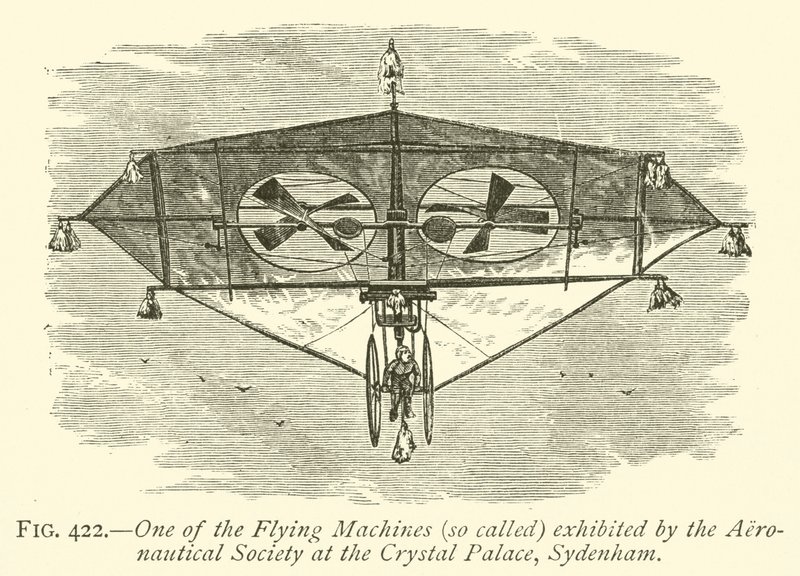 Una delle macchine volanti (così chiamate) esposte dalla Società Aeronautica al Crystal Palace, Sydenham da English School