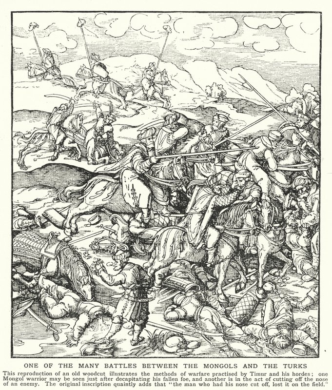 Una delle molte battaglie tra i Mongoli e i Turchi da English School