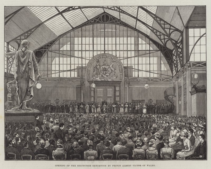 Apertura della Mostra di Edimburgo da parte del Principe Alberto Vittorio del Galles da English School