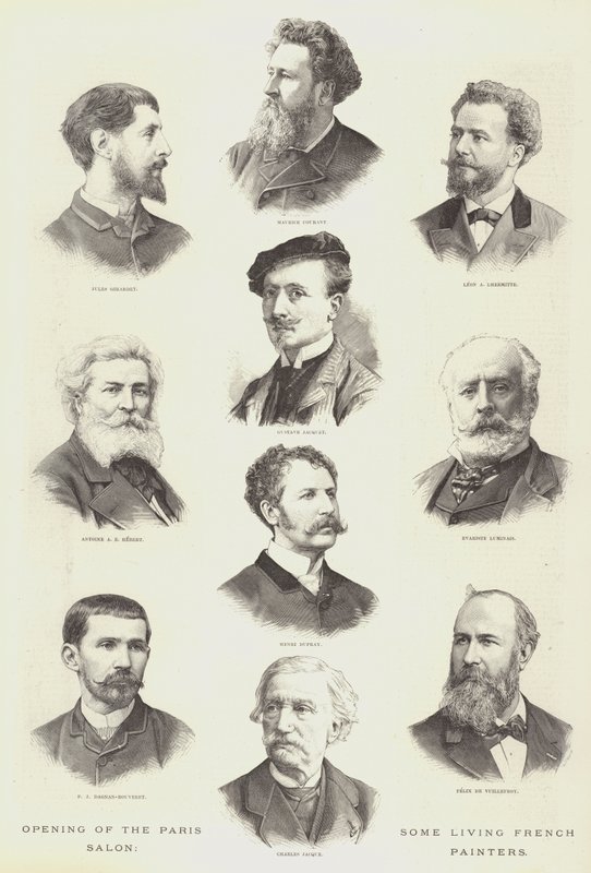 Apertura del Salon di Parigi, alcuni pittori francesi viventi (incisione) da English School