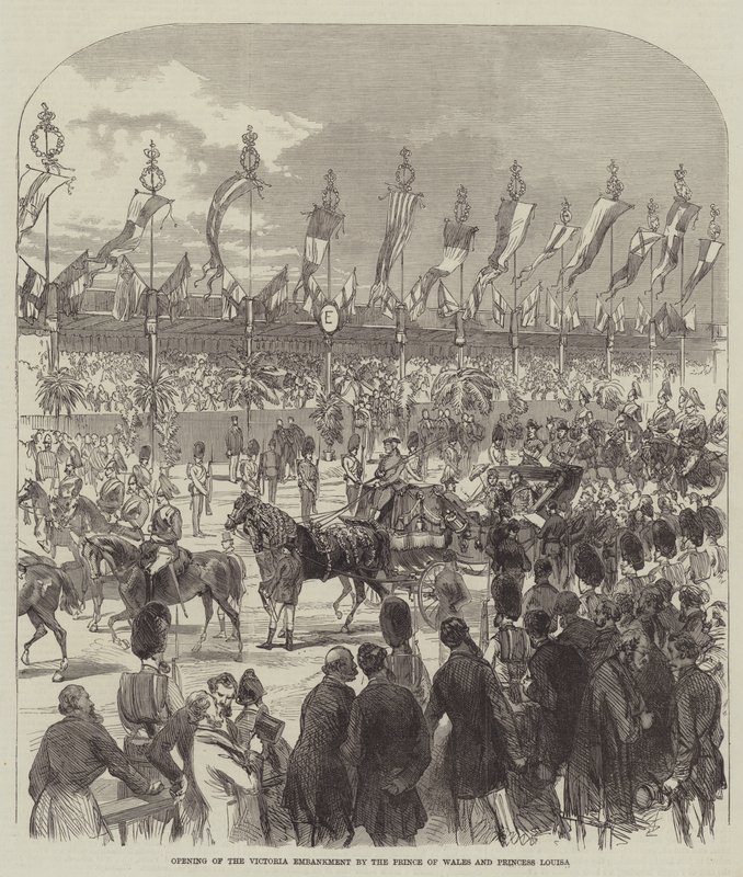 Inaugurazione del Victoria Embankment da parte del Principe di Galles e della Principessa Louisa da English School