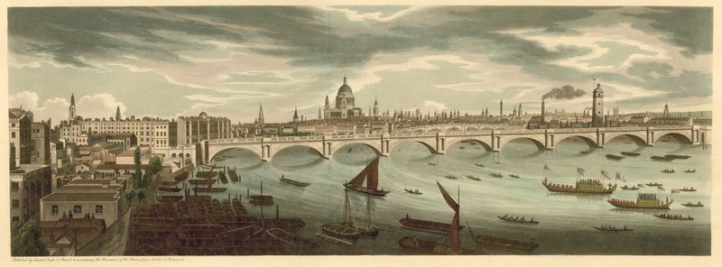 Vista panoramica su Londra, incluso il Ponte di Londra e la Cattedrale di San Paolo da English School