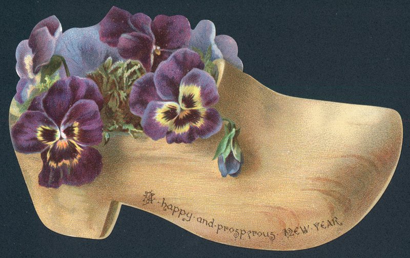 Viole del pensiero in zoccolo, Cartolina di Capodanno da English School
