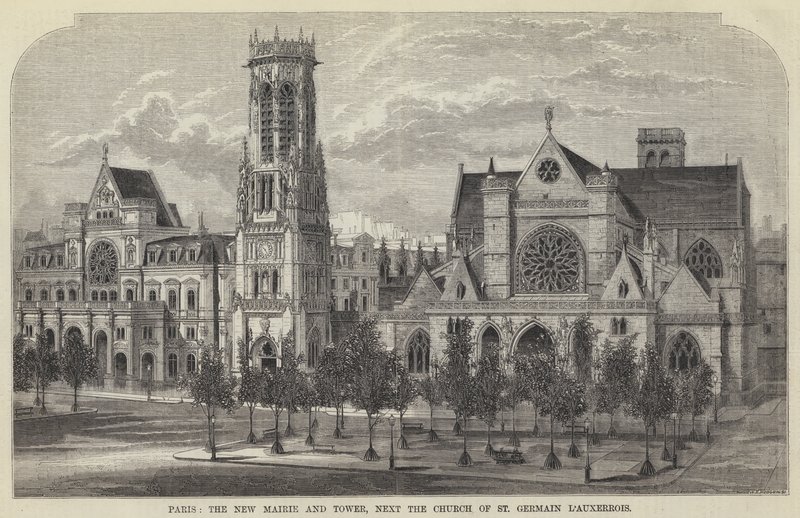 Parigi, il nuovo municipio e la torre, accanto alla chiesa di St Germain l