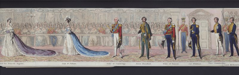 Parte del panorama del matrimonio della Regina Vittoria, c.1840 (acquatinta colorata a mano) da English School