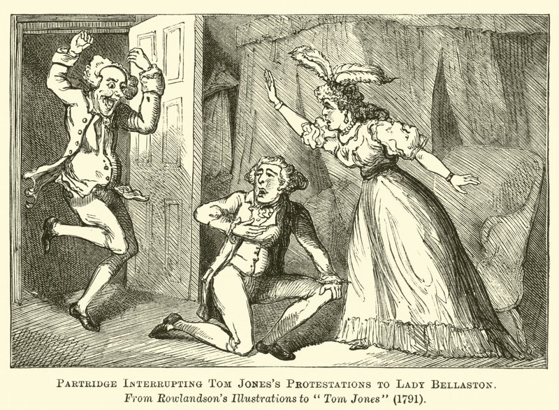 Partridge interrompe le proteste di Tom Jones a Lady Bellaston da English School