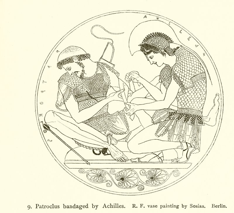 Patroclo bendato da Achille da English School