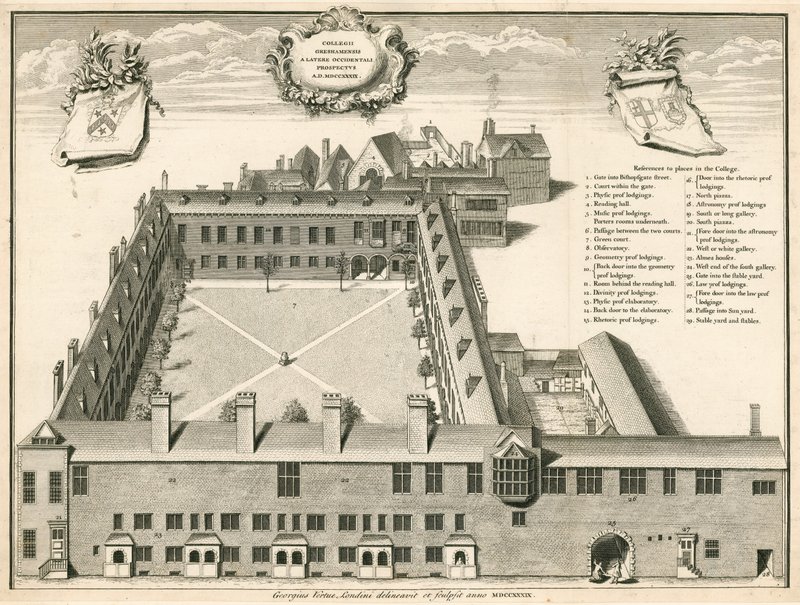 Vista prospettica del Gresham College, Londra da English School