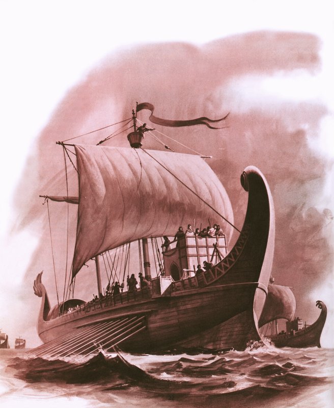 Flotta fenicia che naviga lungo la costa occidentale dell