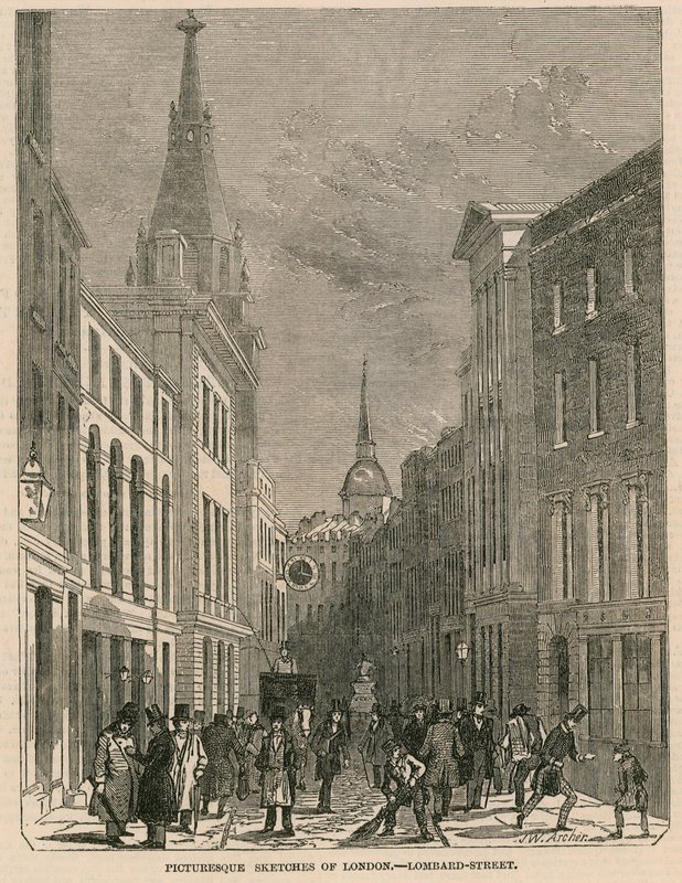 Schizzi pittoreschi di Londra - Lombard Street da English School