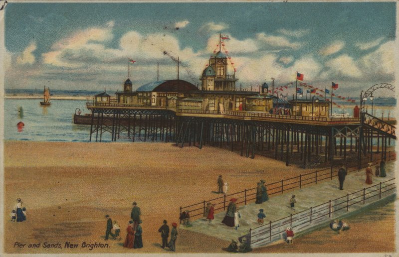 Molo e sabbie, New Brighton, Merseyside da English School