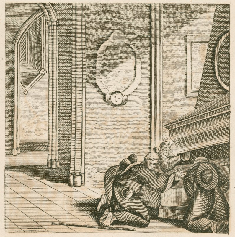Pellegrini alla tomba di Thomas Becket, Cattedrale di Canterbury, Kent (incisione) da English School