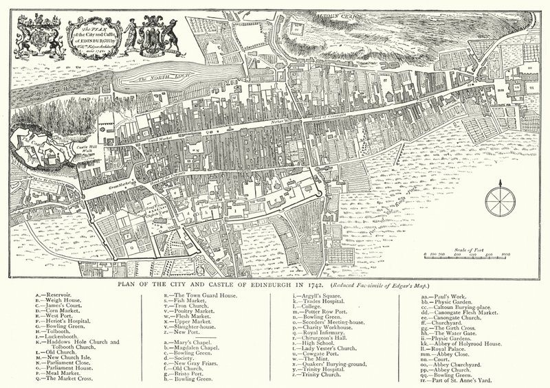 Piano della Città e del Castello di Edimburgo nel 1742 da English School