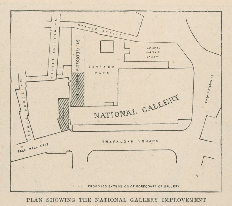 Piano che mostra il miglioramento della National Gallery da English School