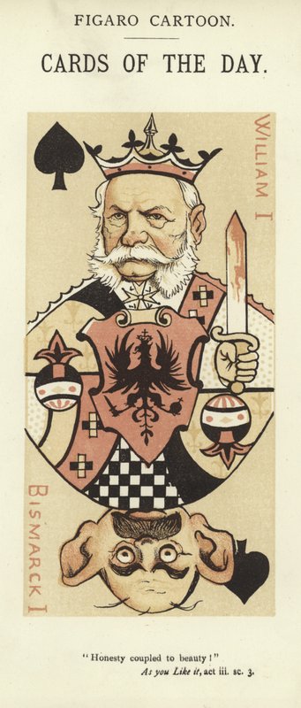 Carta da gioco con Guglielmo I e Otto von Bismarck da English School