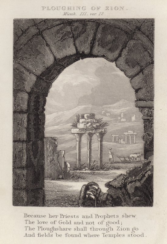 Aratura di Sion, Michea III, versetto 12 (incisione) da English School
