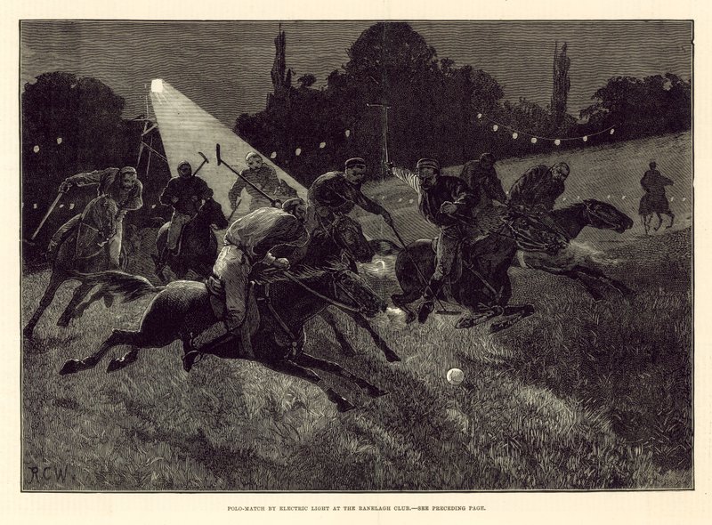 Partita di polo alla luce elettrica ai Giardini di Ranelagh da English School