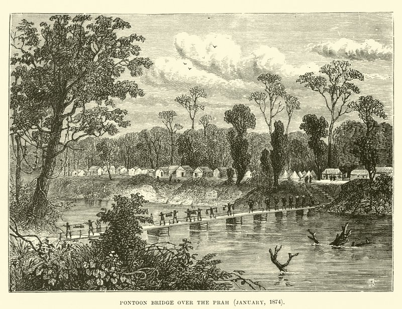 Ponte di barche sul Prah, gennaio 1874 da English School