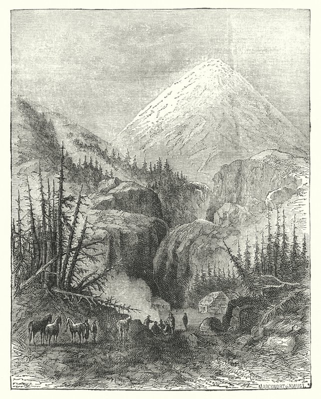 Popocatapetl, la Montagna Fumante (incisione) da English School