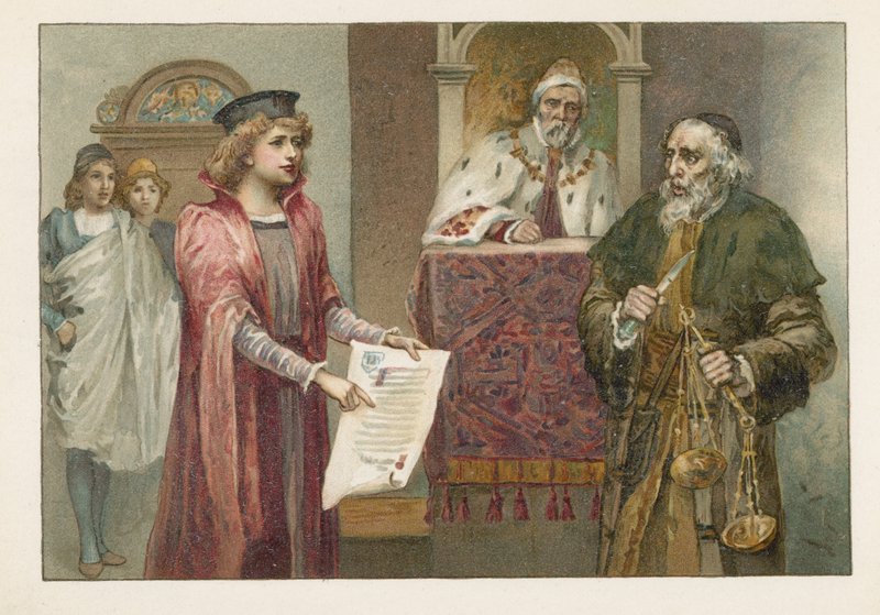 Portia, Shylock e il Giudice ne Il mercante di Venezia da English School